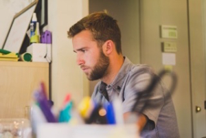 anxiety therapy for stressed man in office