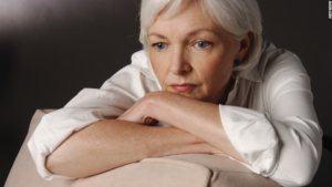 retired and depressed pensive older woman
